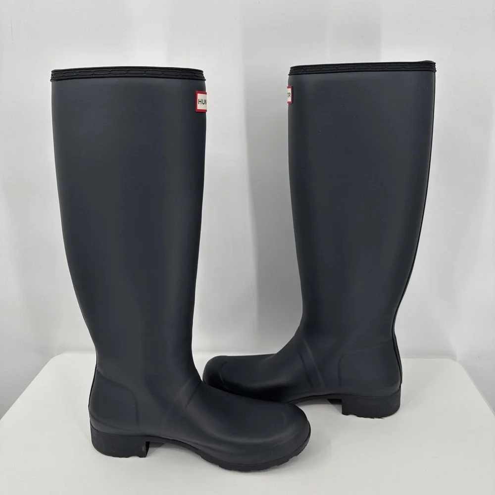 Hunter Original Tall Matte Dark Gray Rain Boots Women Size 8 Barn Garden Preppy